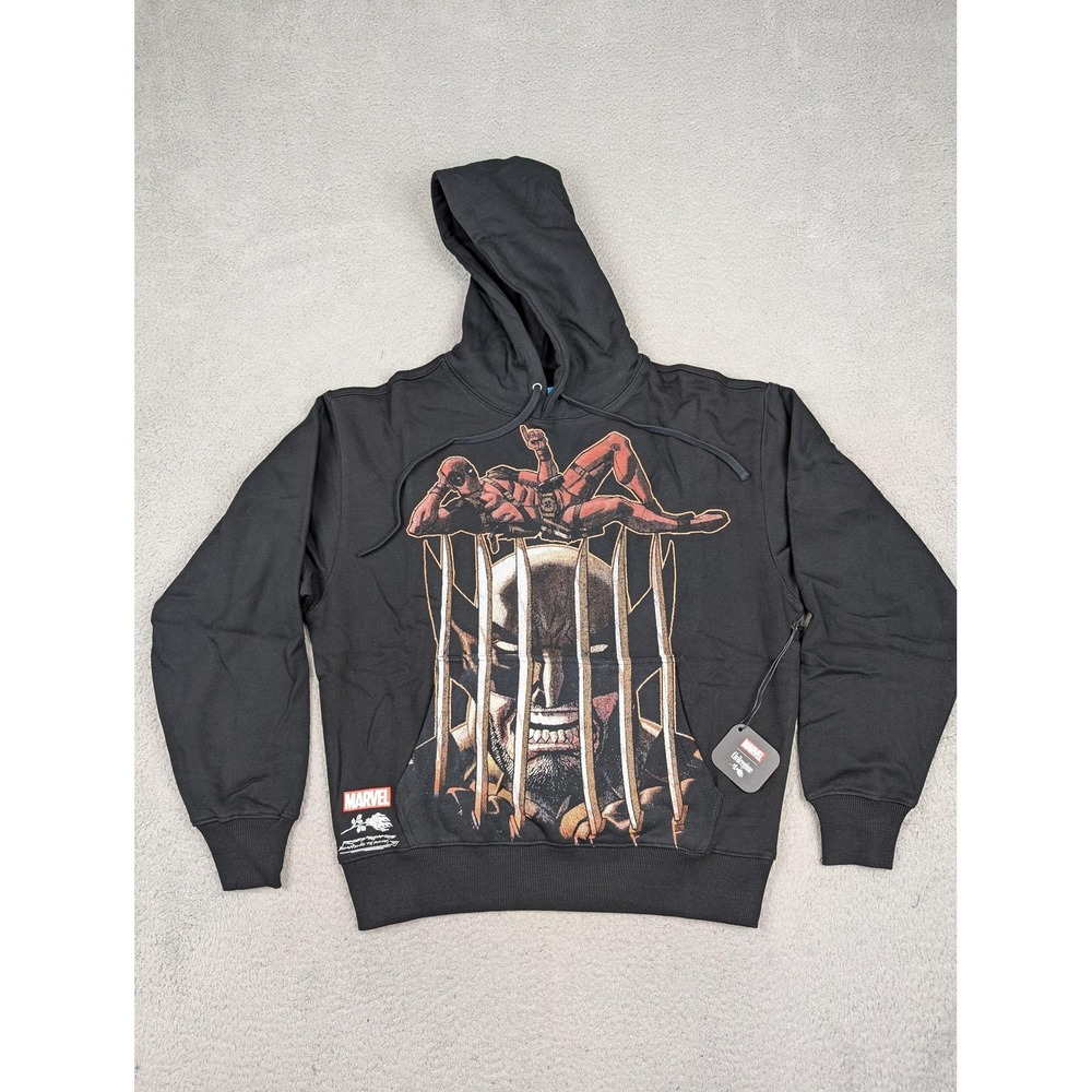 Civil Regime Marvel Deadpool Wolverine Hoodie Mens Small Black Roses Concrete